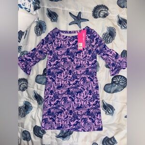 NWT Lilly Pulitzer L Girls Mini Shopie Ruffle Dress Lilac Freesia Safari purple